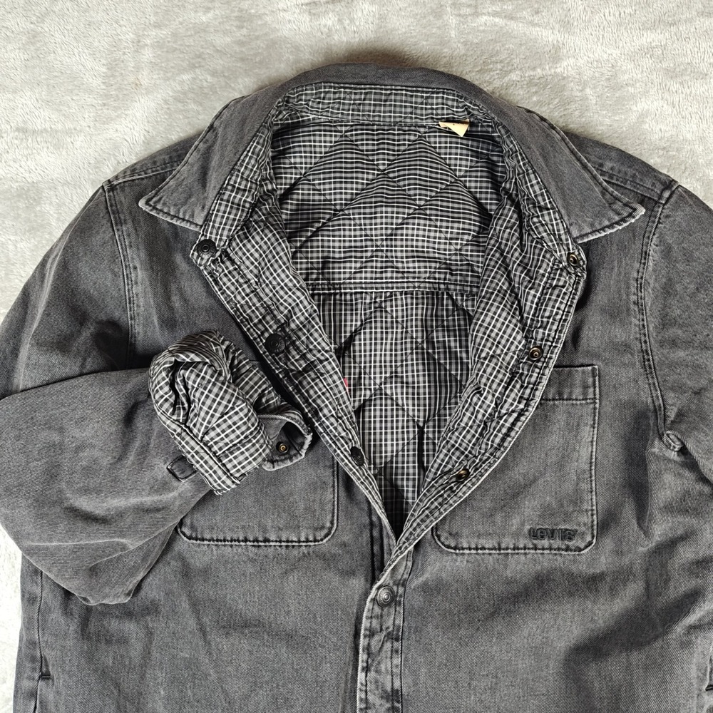 Levis Bryant Padded Over Shirt Mens Medium Quilted Lined Button Up Reversible